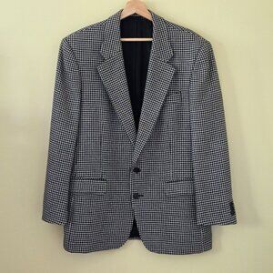 STARS Blazer Men US 40R Houndstooth Wool Blend Lined 2B Ventless Preppy Academia
